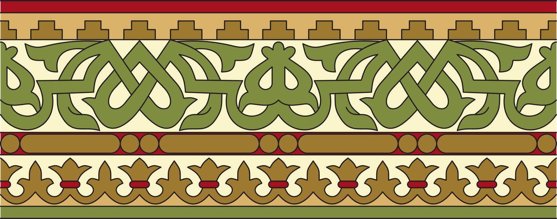 colored seamless classical byzantine ornament. Endless border, Ancient Greece, Eastern Roman Empire frame. Decoration of the Russian Orthodox Church. vector