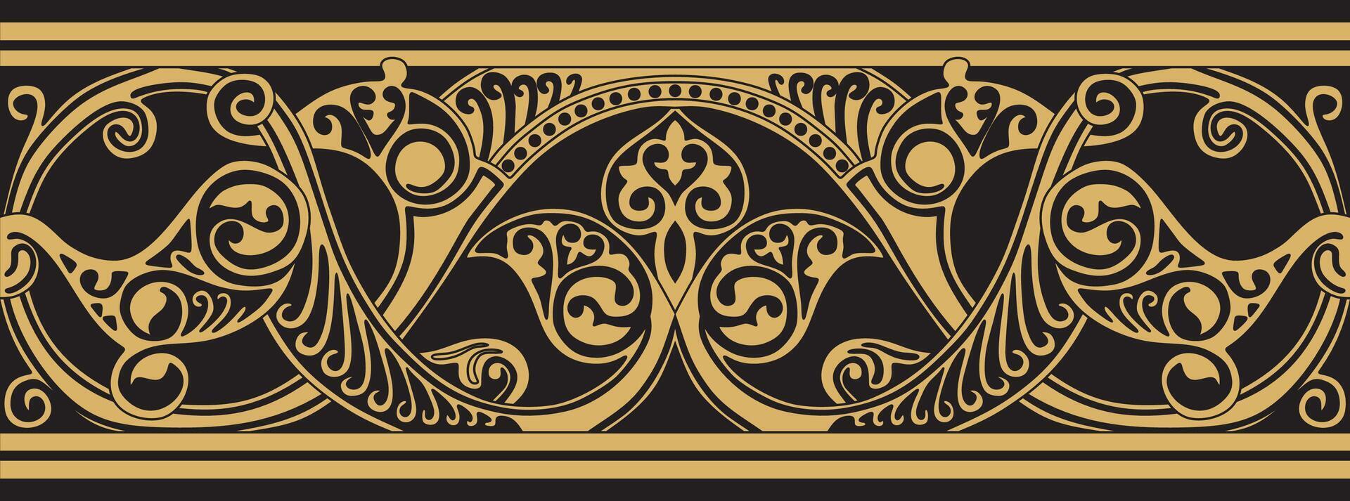 golden seamless arabic national ornament. Ethnic endless pattern, oriental and african peoples of asia, persia, iran, iraq, syria vector