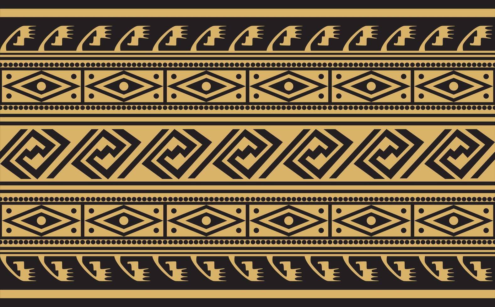seamless golden border ornament. Native American tribes framework. vector