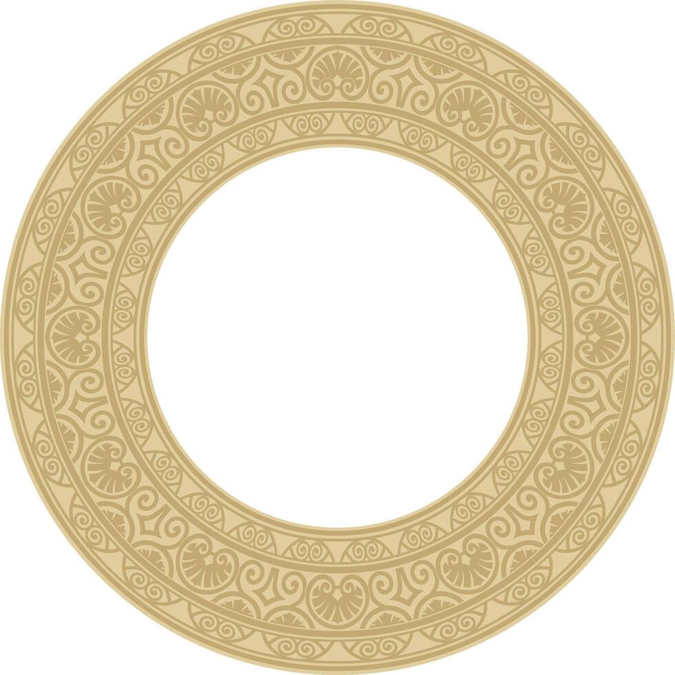 gold round classic renaissance ornament. Circle, ring european border, revival style frame. vector