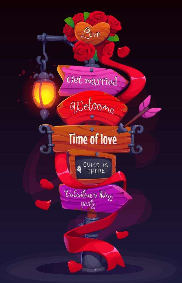 Cartoon Valentine day signage or love holiday sign vector