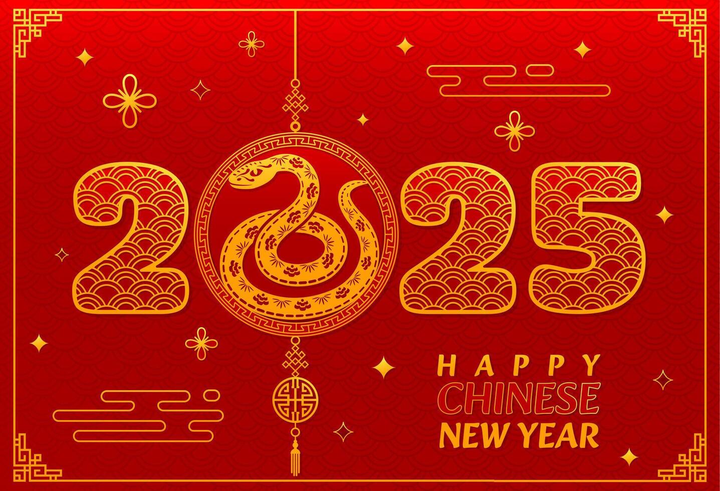 Paper cut Chinese Lunar Year and gold snake banner vector