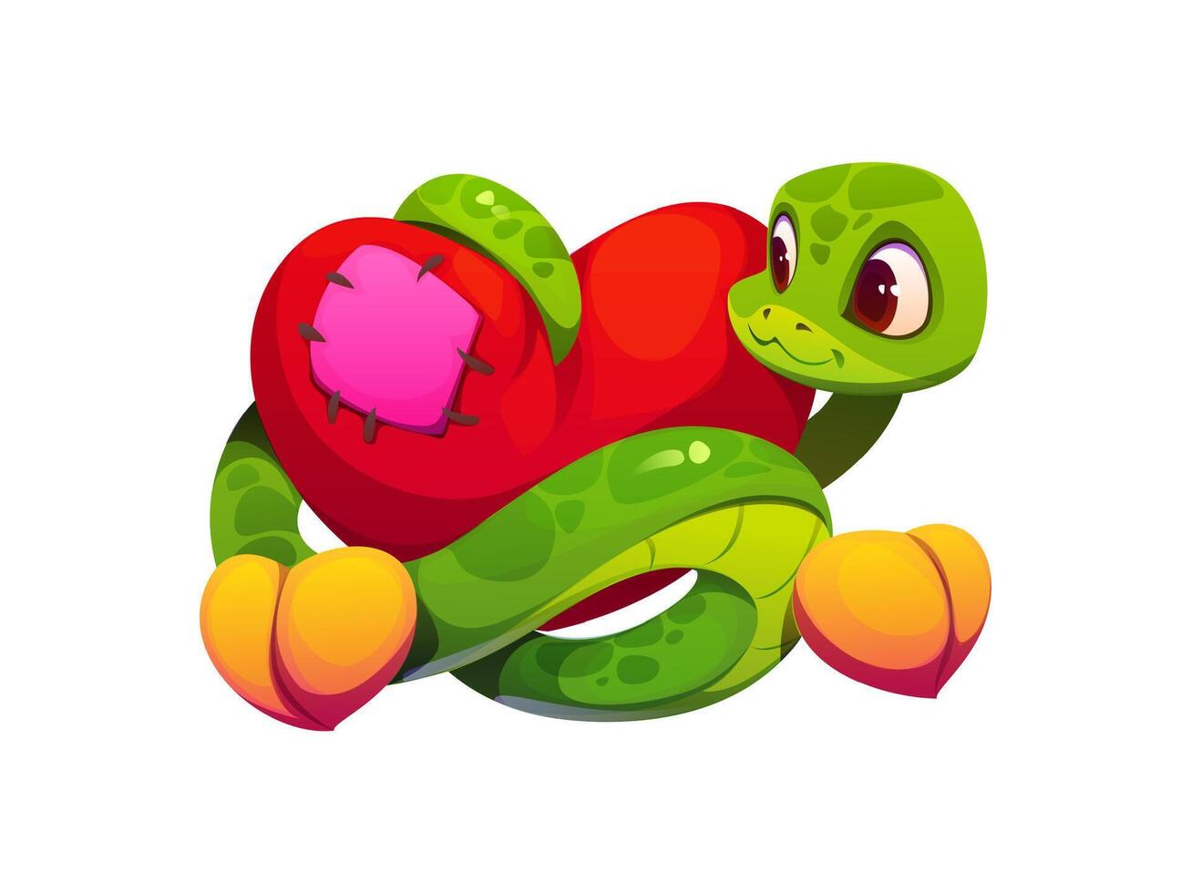Cartoon Asian snake character with love and heart vector