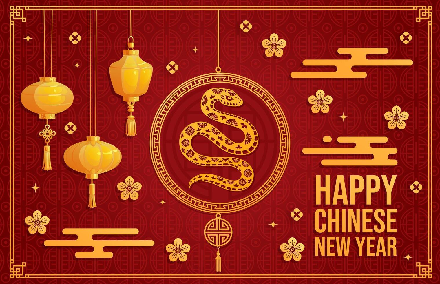 Paper cut Chinese lunar new year banner with snake vector