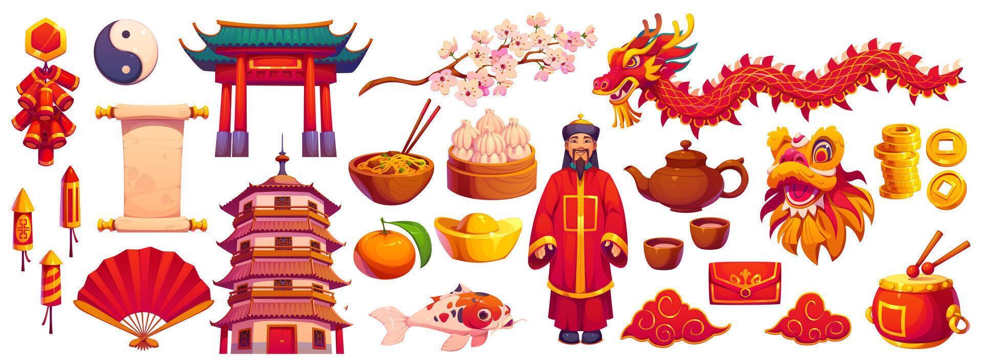Chinese lunar New Year holiday characters vector