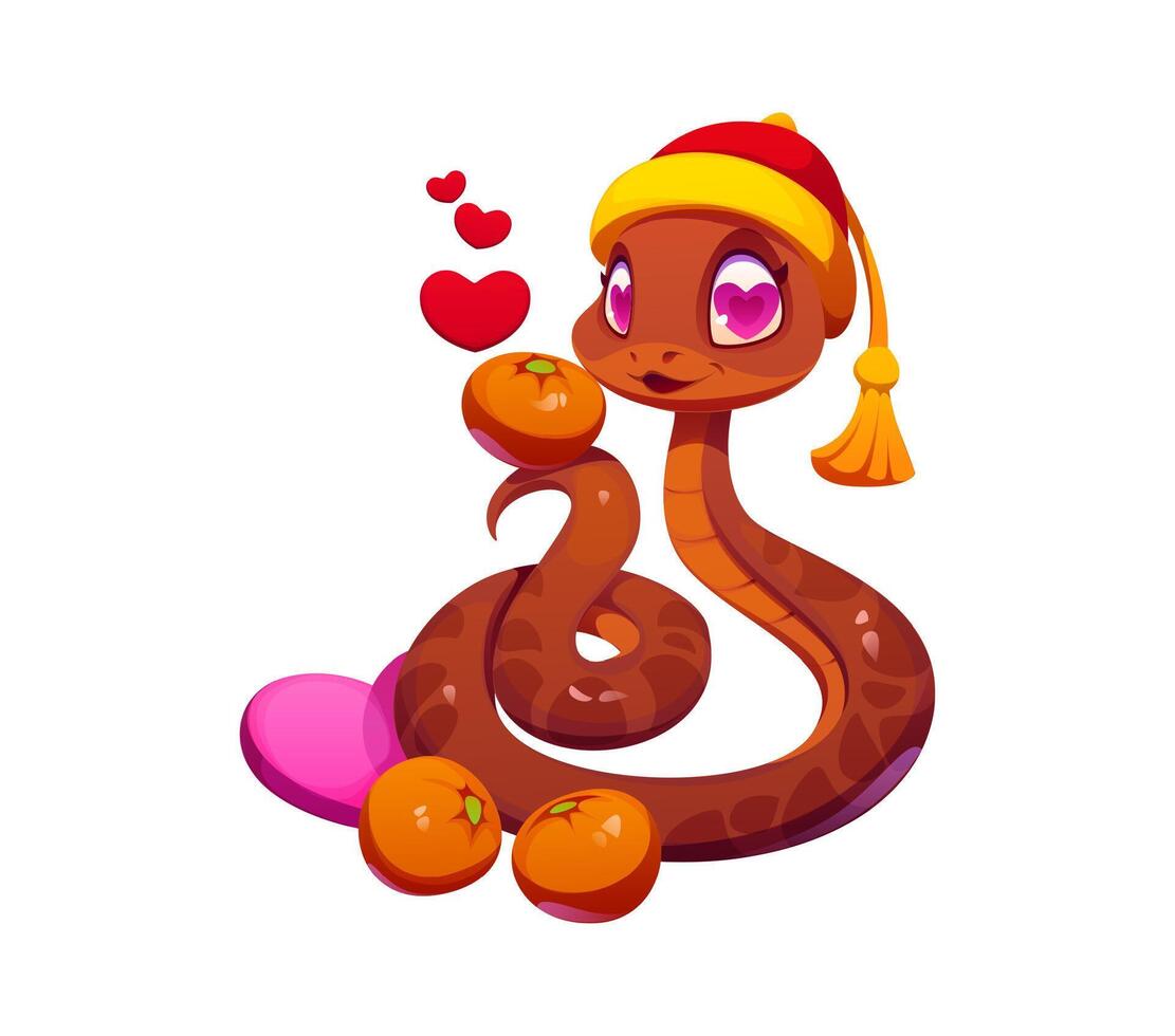 Cartoon cute chinese lunar new year loving snake vector