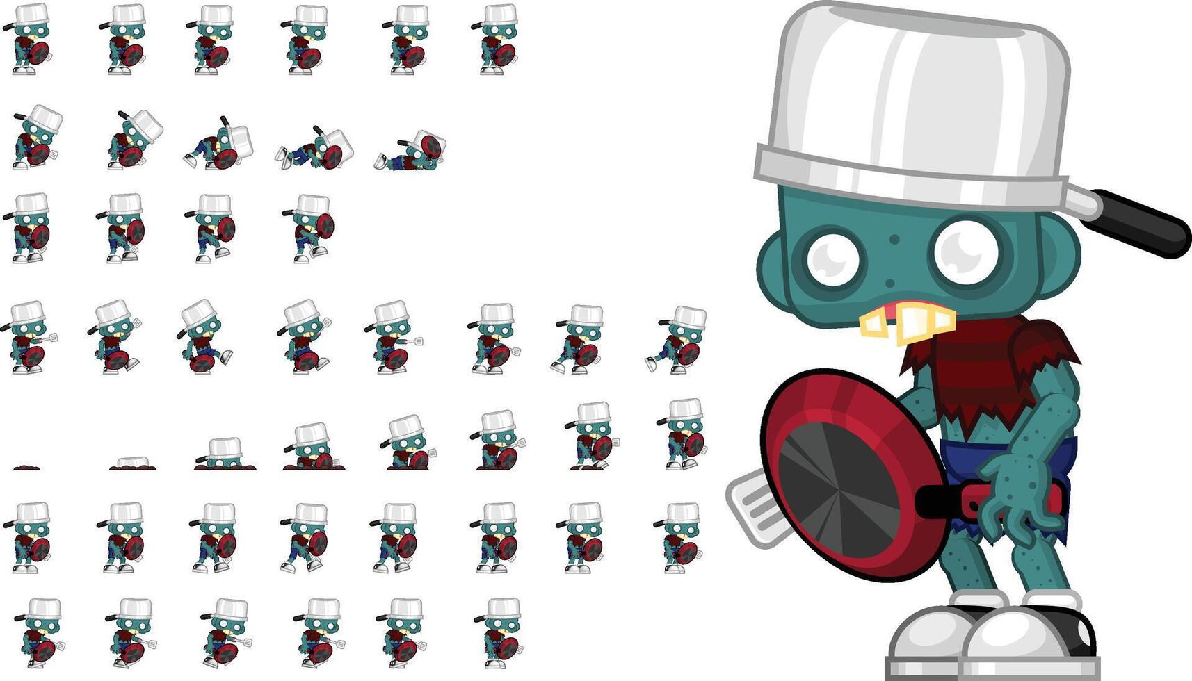 Armored Zombie Animated Game Character Sprite vector
