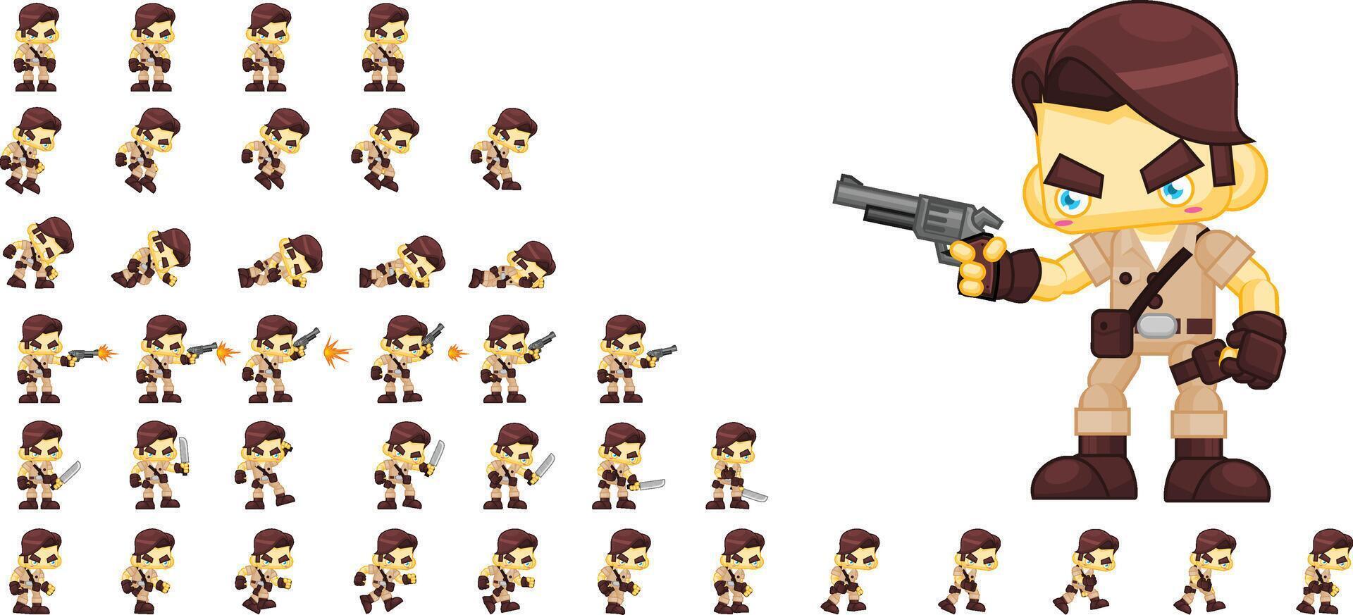 The Hunter Animated Game Character Sprite vector