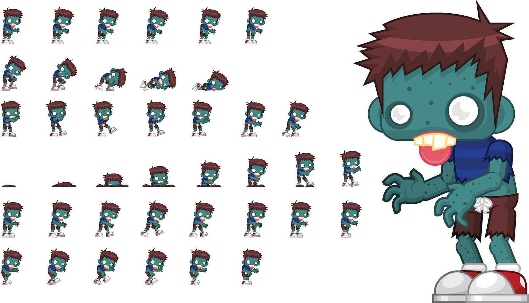 Boy Zombie Animated Game Character Sprite vector