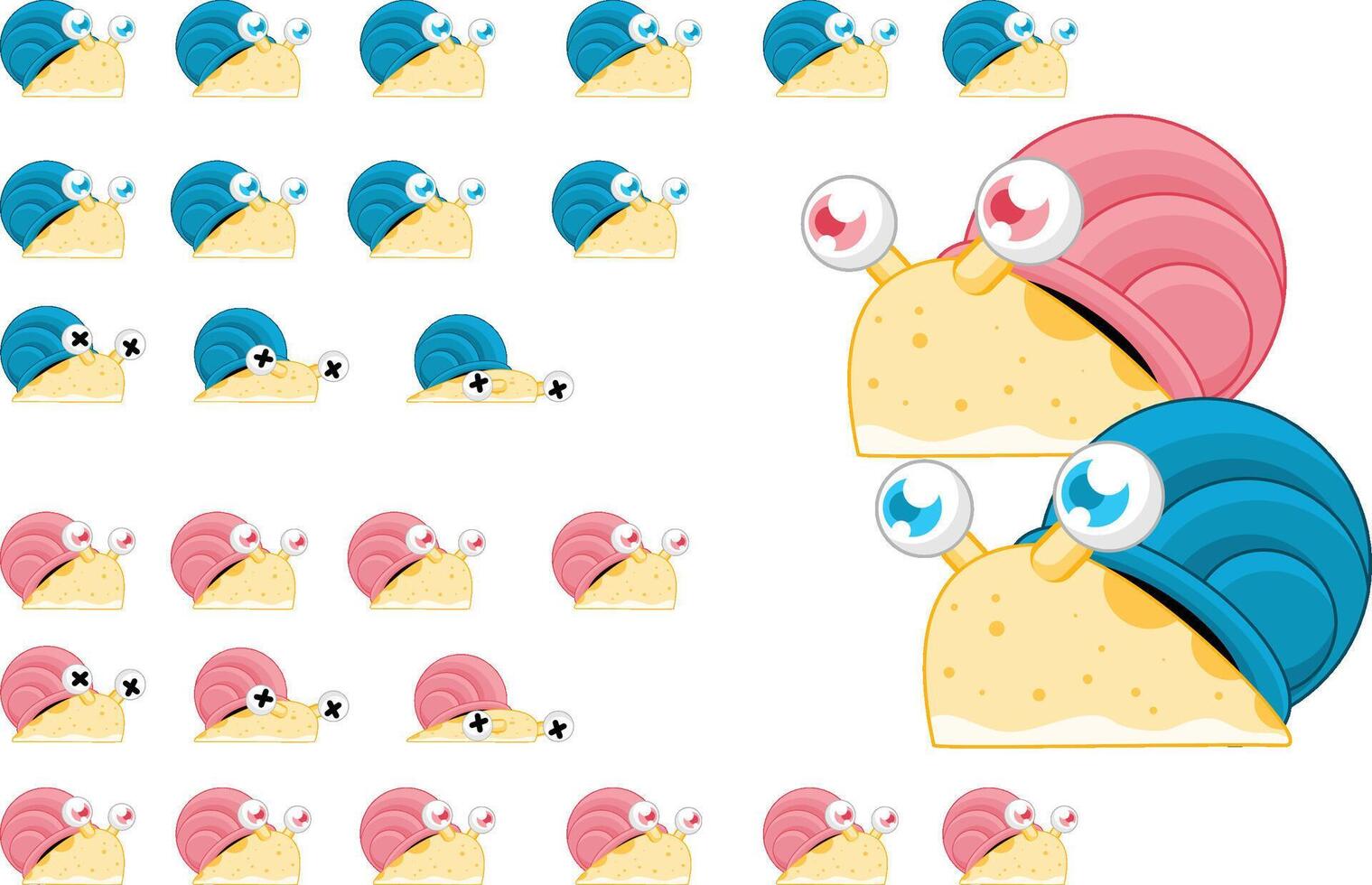 Snail Monster Creature Animated Game Character Sprite vector