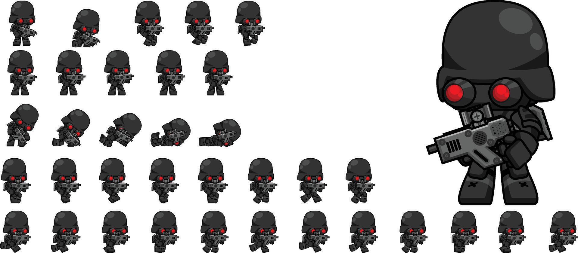 Spec ops Soldier Animated Game Character Sprite vector