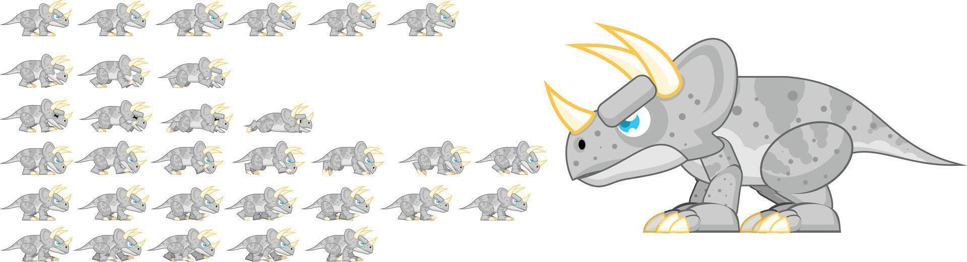 Triceratops Monster Animated Character Game Sprite vector
