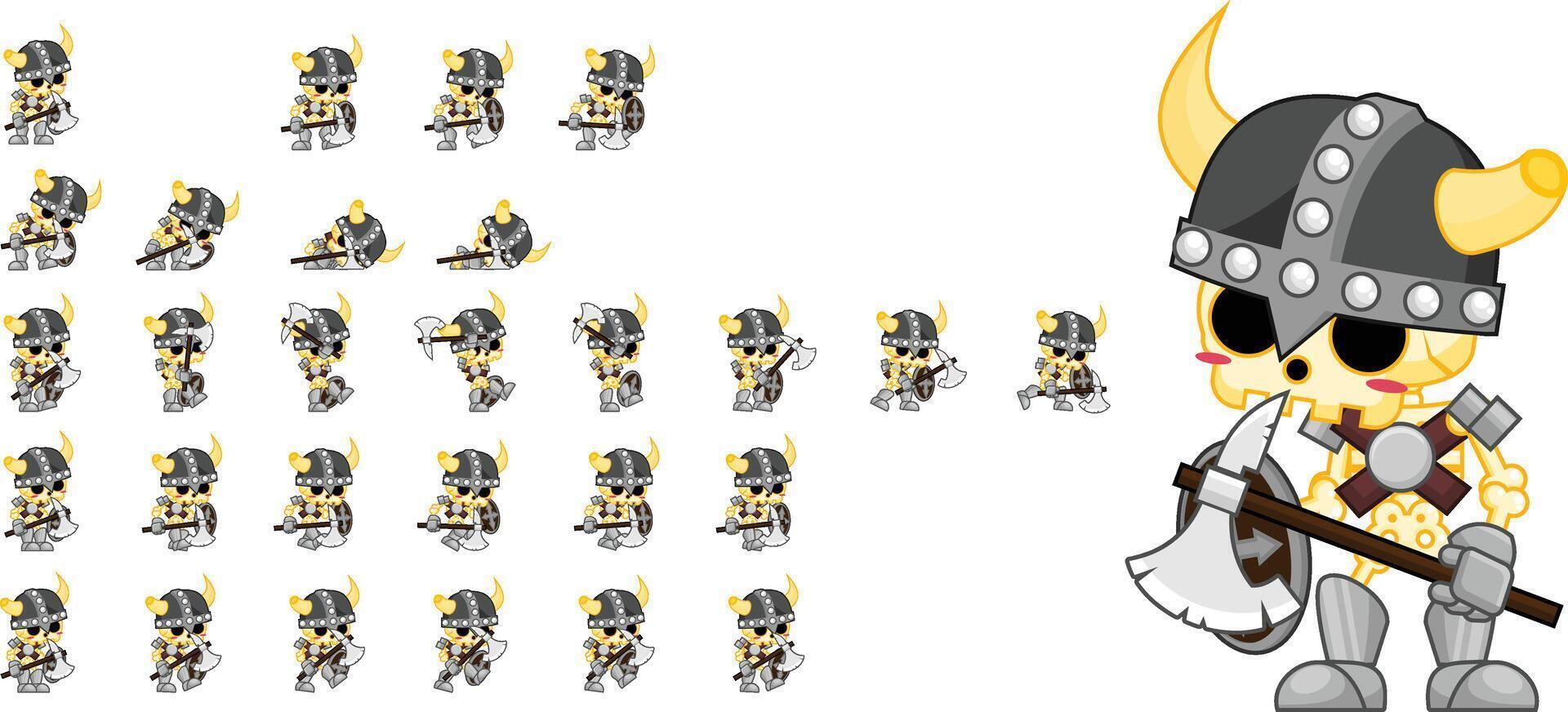 Skeleton Army Fantasy RPG Game Character Sprite vector