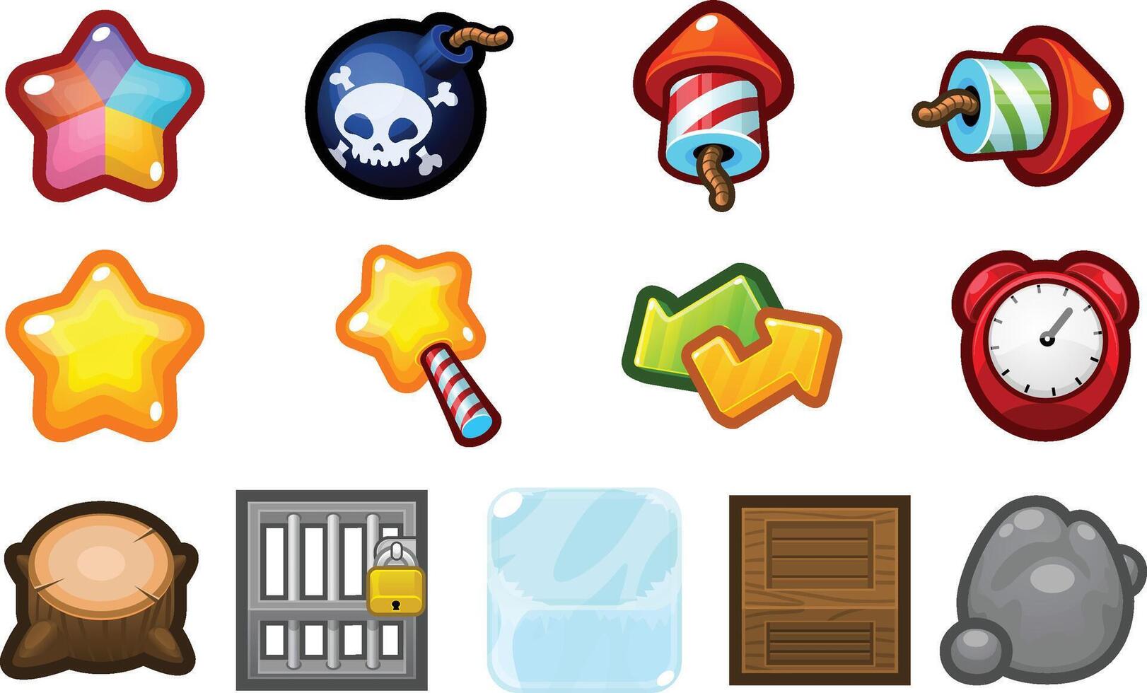 Item Object Icon Match Three Game Items Sprite Pack vector