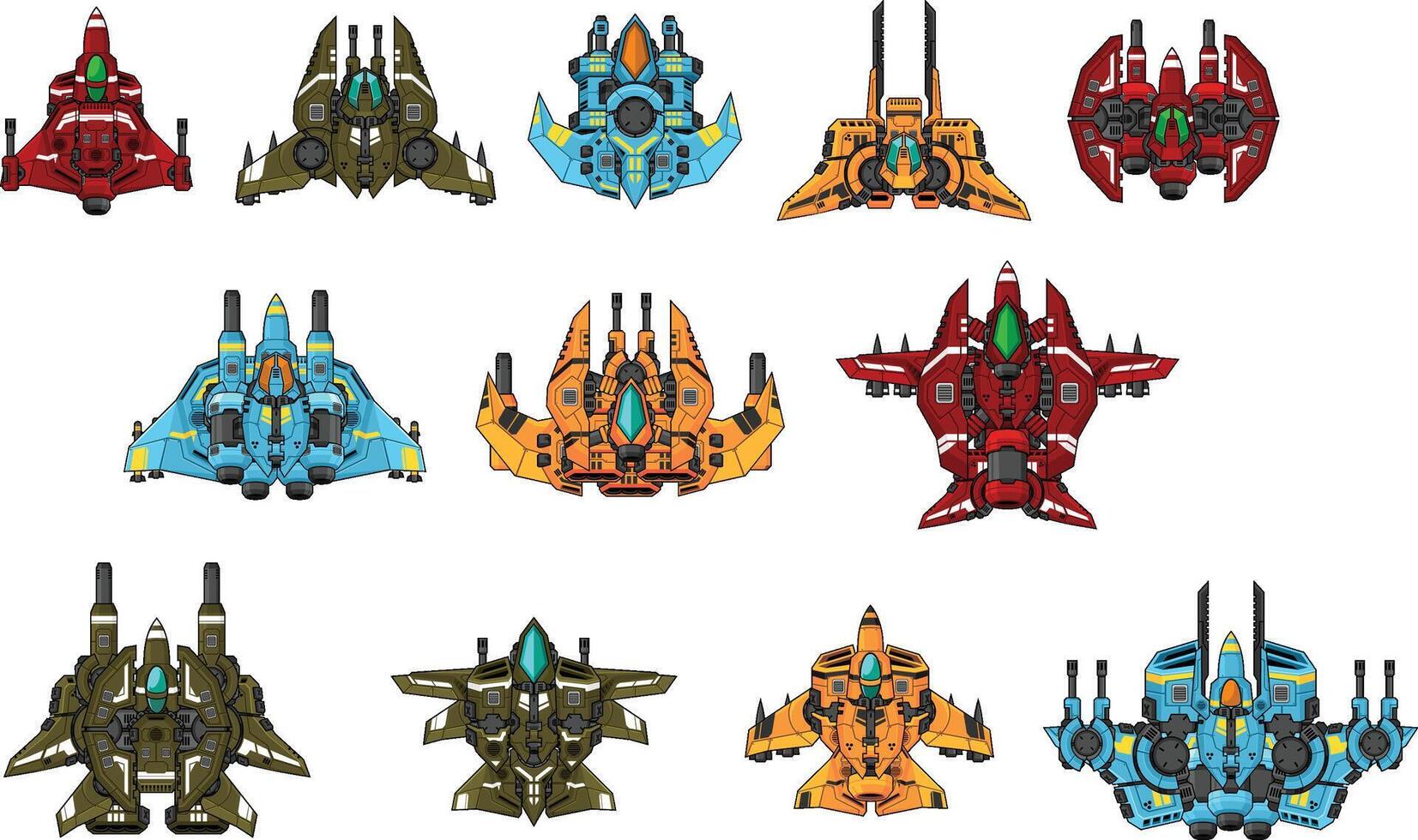 Medium Sized Top Down Space Shooter Ship Game Sprite vector