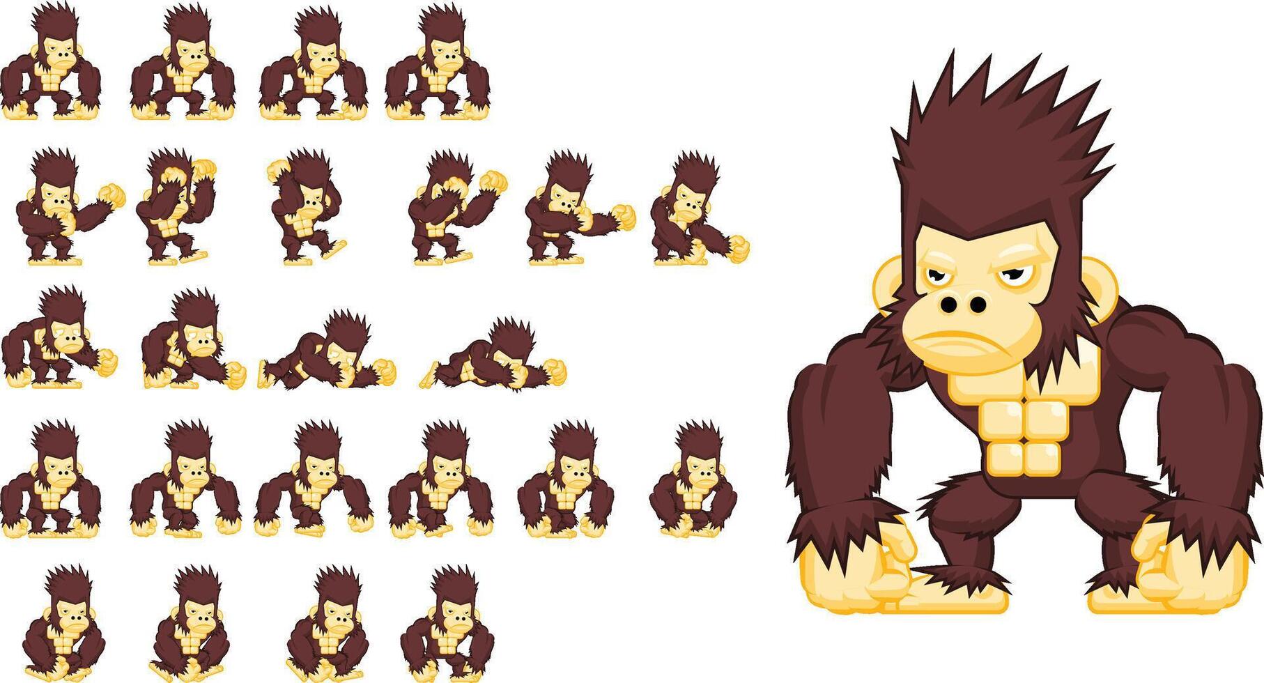 Big Ape Monkey Kong Animated Game Character Sprite vector