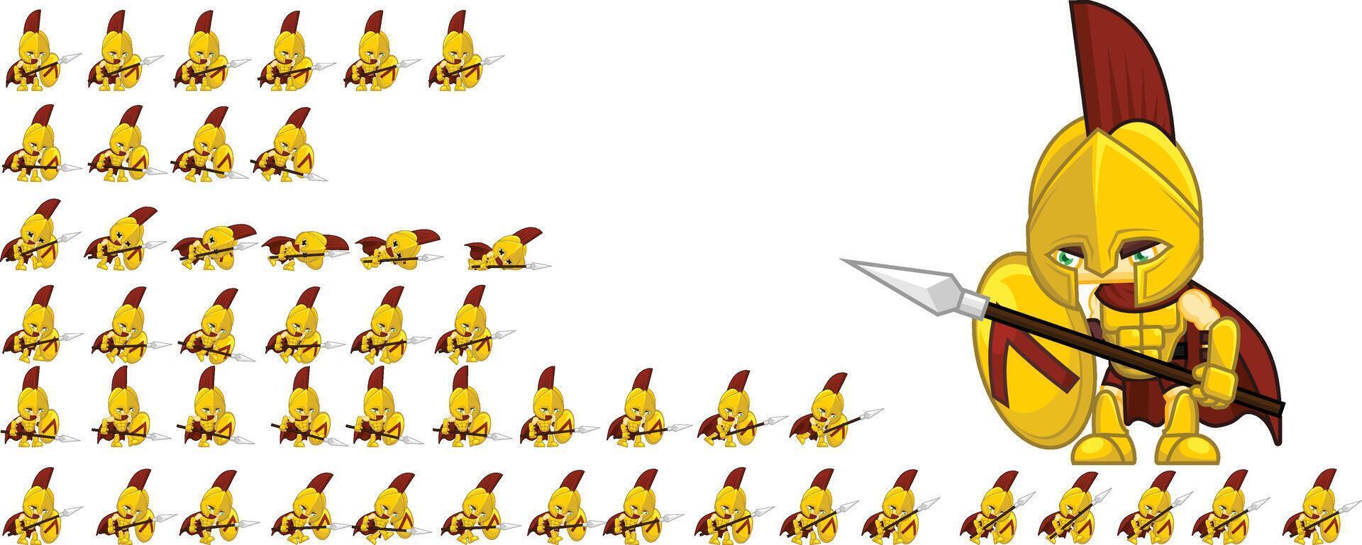 Roman Warrior Soldier Animated Game Character Sprite vector