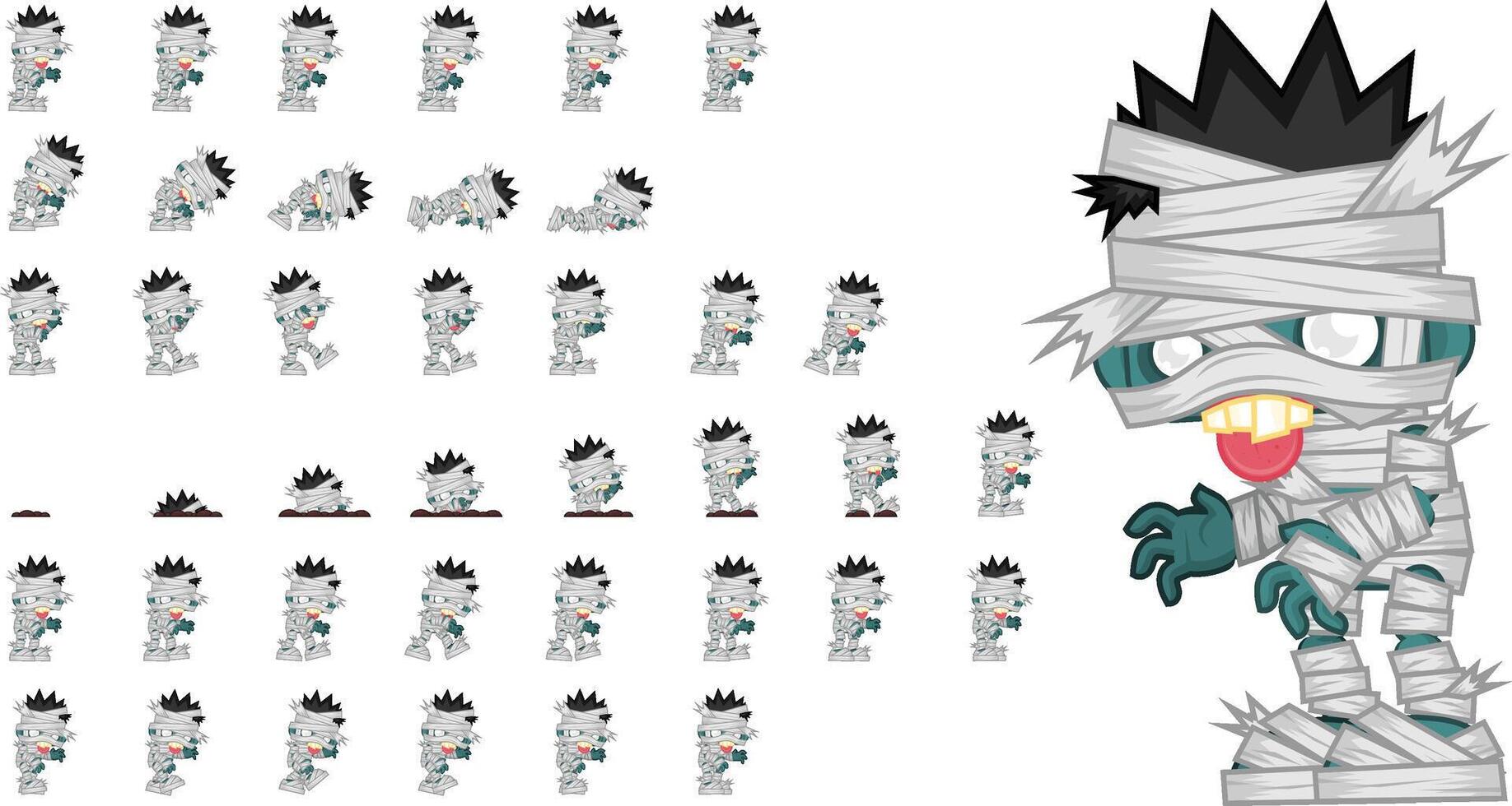 Mummy Zombie Animated Game Character Sprite vector