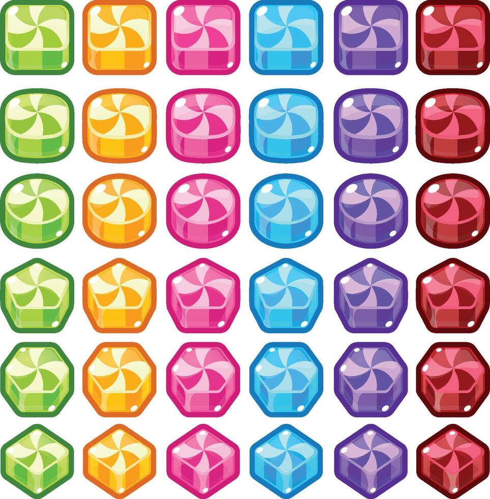 Striped Candy Match Three Game Items Sprite Pack vector