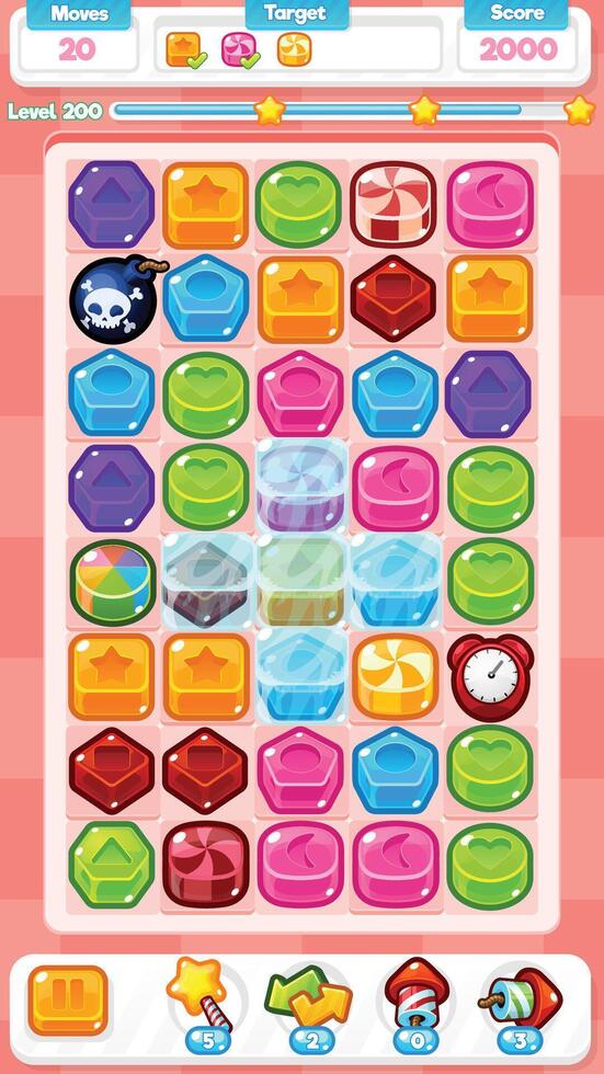 Pink User Interface Match Three Game Items Sprite Pack vector