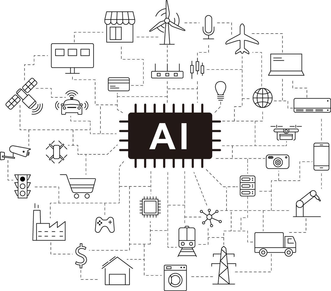circuit board in the Cyborg head, Artificial intelligence of digital human. illustration vector