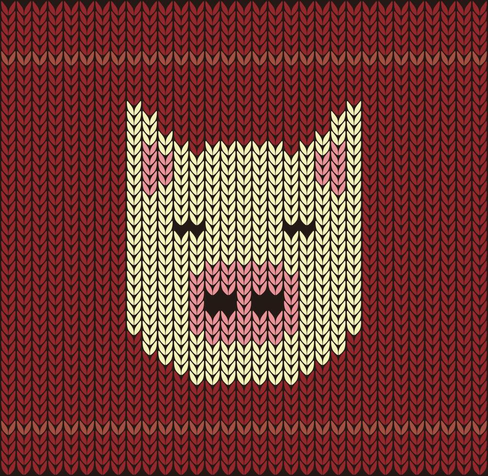 Cute pig on the knitting pattern, Happy new year, illustration vector