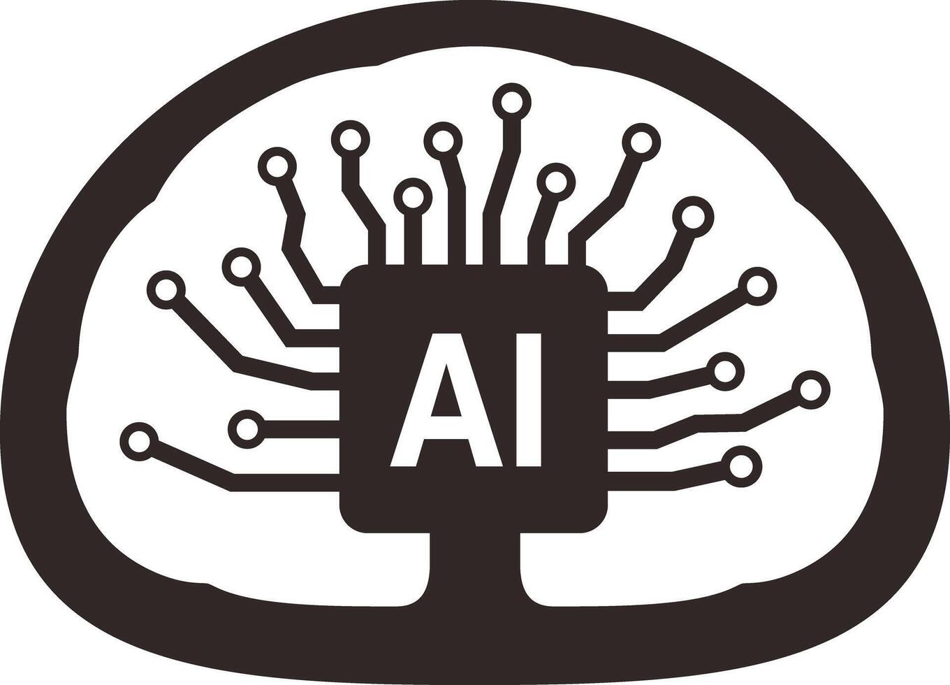 Microchip in the Cyborg head, Artificial intelligence concept. illustration vector