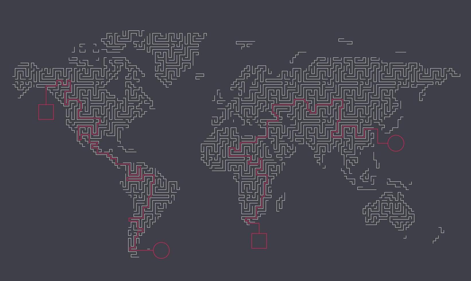 Maze map of the world, Earth map vector