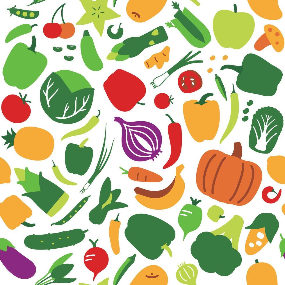 Seamless pattern of vegetables and fruit, illustration background vector