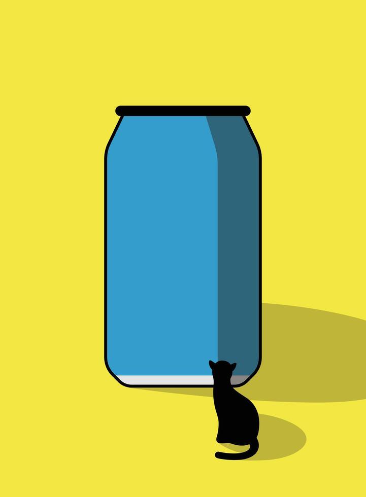 Cat in the side of the coke bottle, poster vector