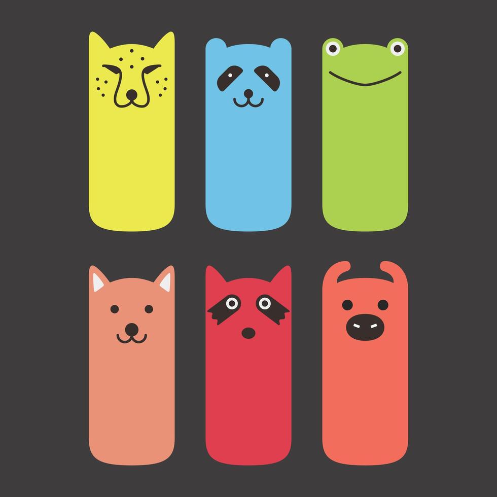 Animal face label icon design set vector