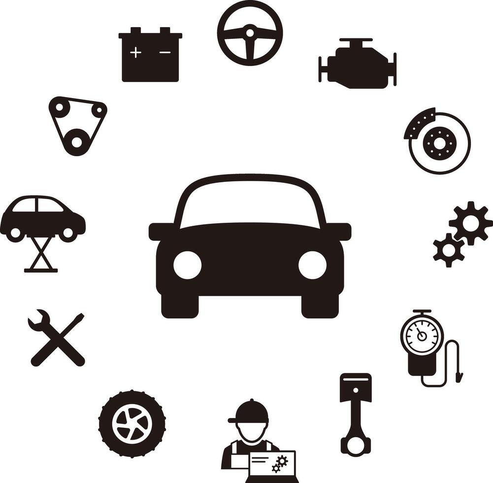 Car repair line icon set vector