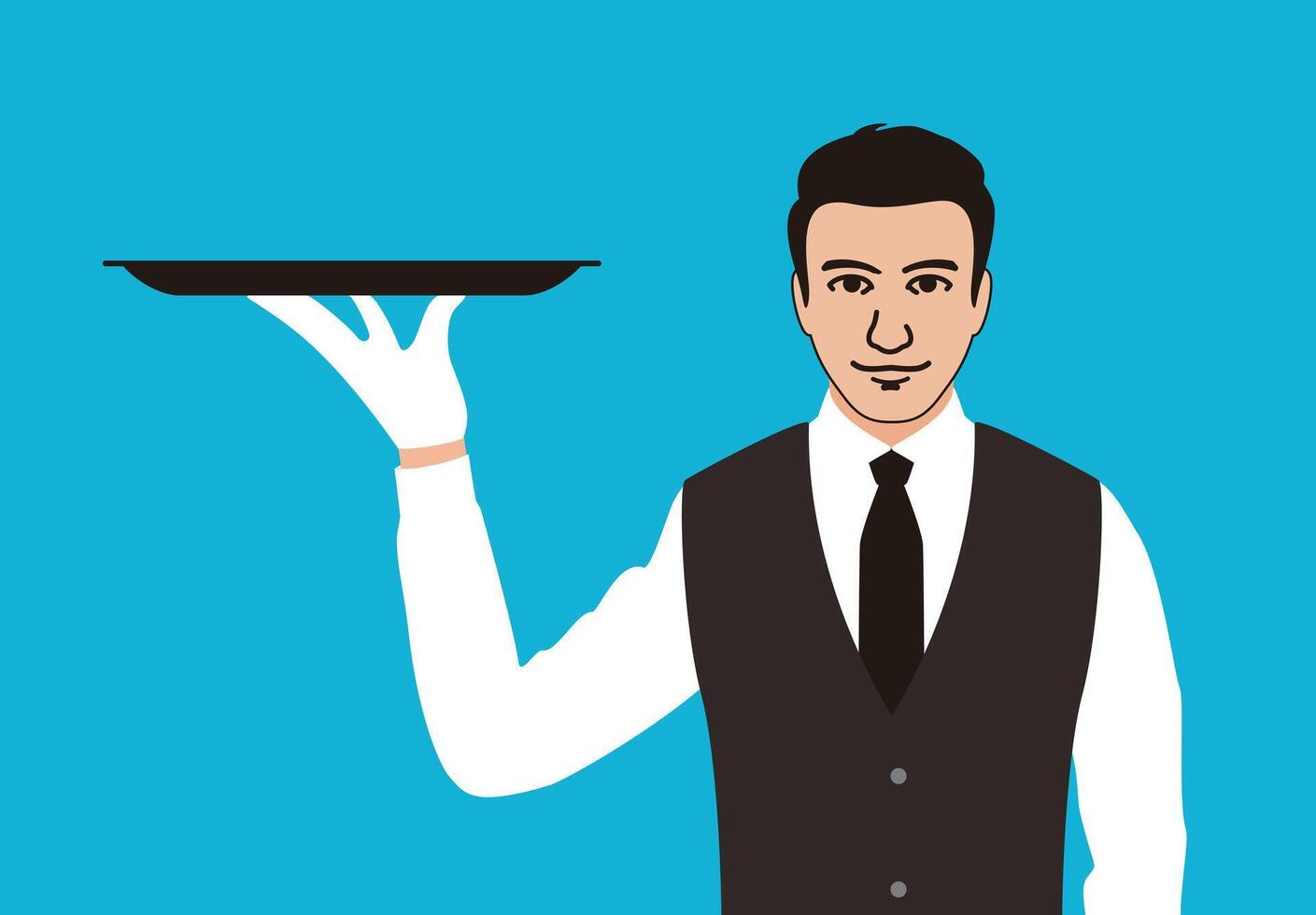 Waiter holding a empty tray, concept vector