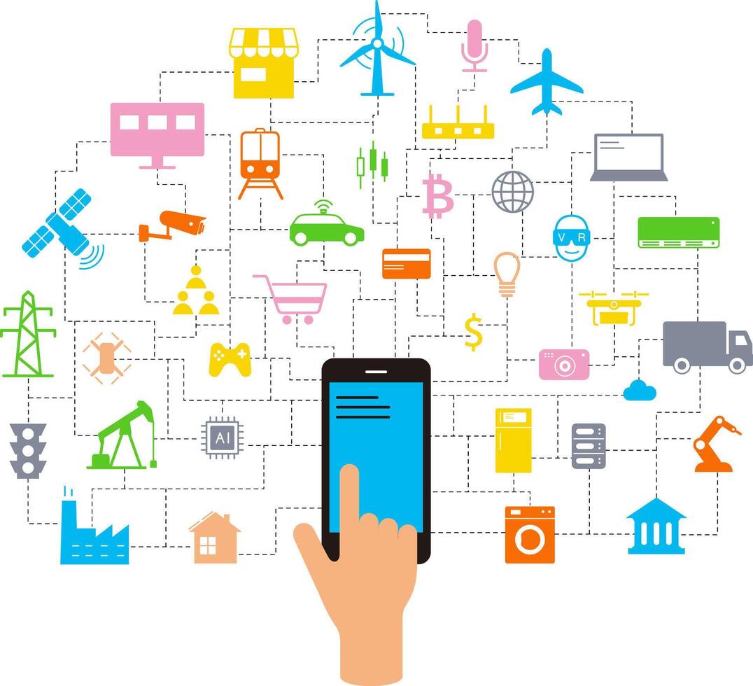 Artificial intelligence connects the future, illustration vector