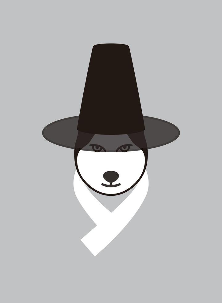 Portrait of Alaskan Malamute dog, wearing something, like Korea Ancient officer, cool style vector