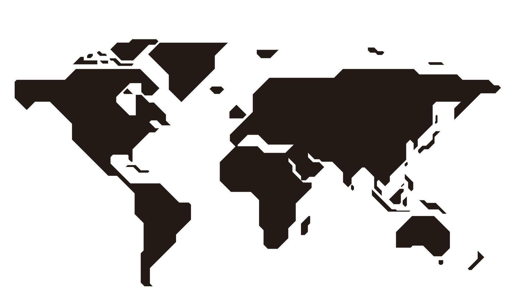 simple straight line map of the world, background vector