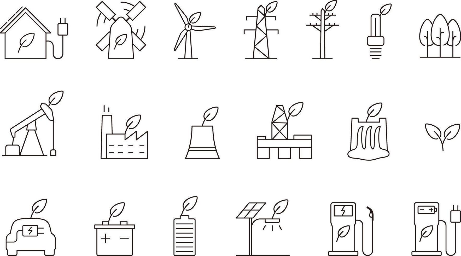 Power and energy icons set vector