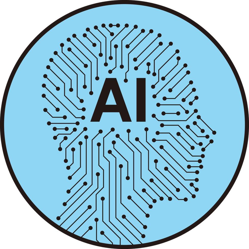 circuit board in the Cyborg head, Artificial intelligence of digital human. illustration vector