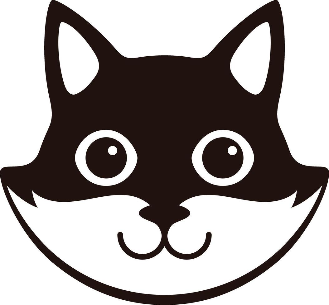 Cute Black and white cat, cartoon flat icon design, like a logo vector