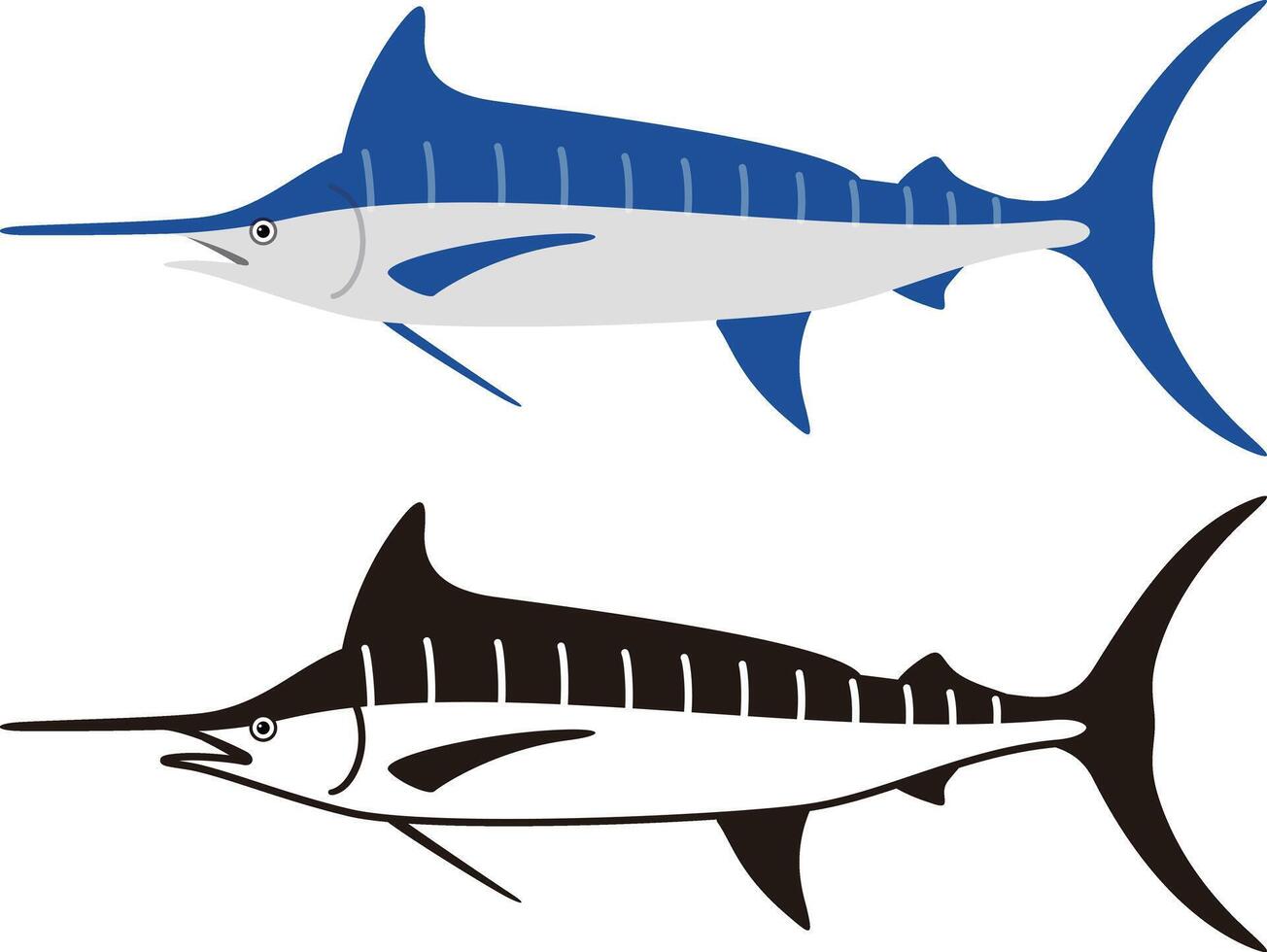Atlantic blue marlin fish, illustration vector