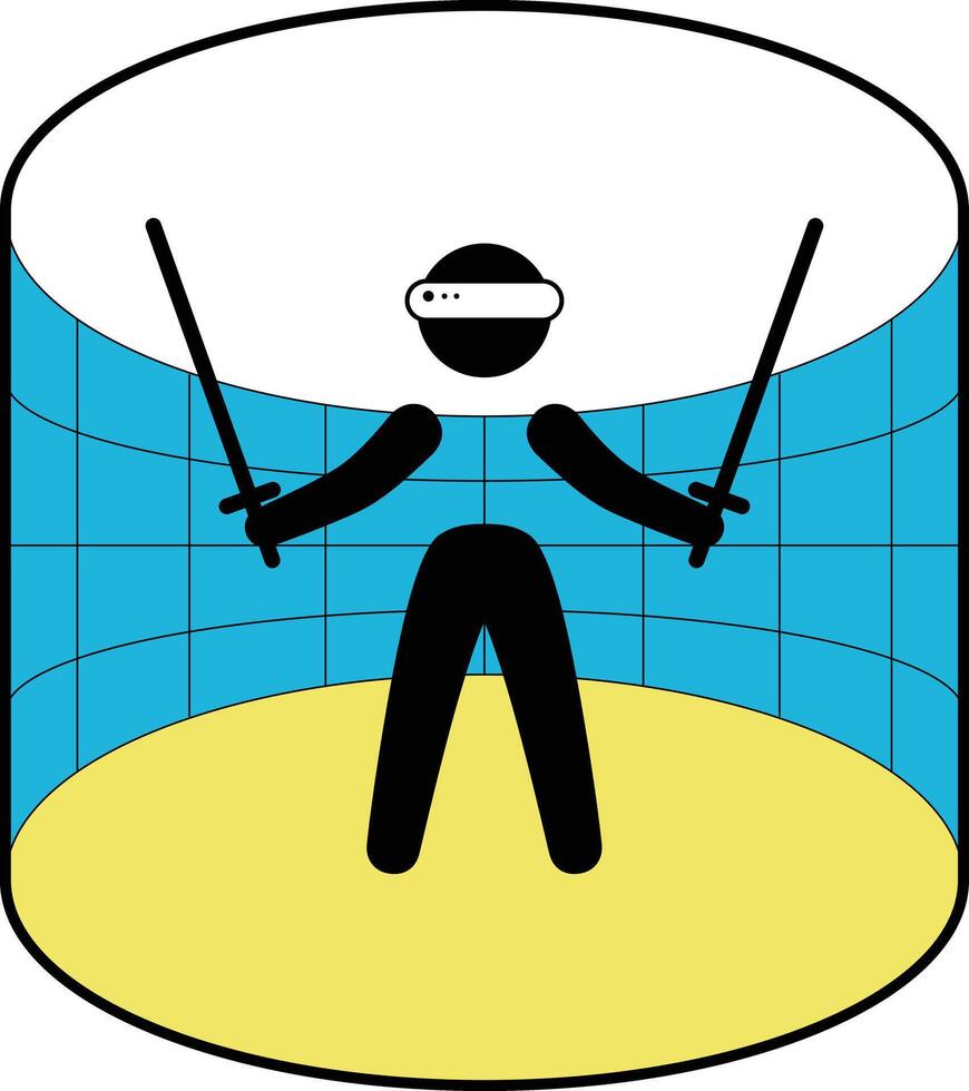 Minimal Metaverse icon Design. Person Enjoying an Experiences of Metaverse Virtual World vector