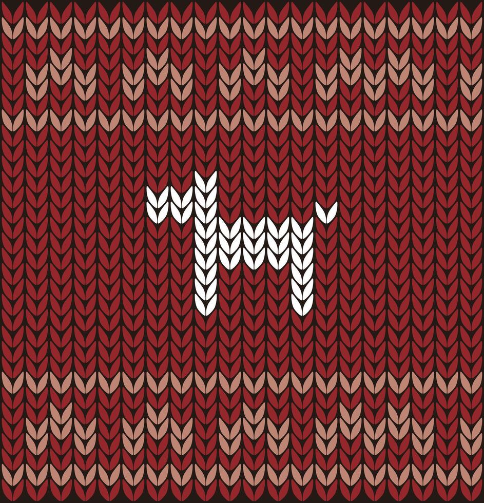 Dog on knitting pattern, Happy new year, illustration vector