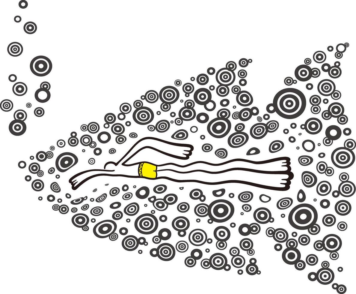 Man swimming with the bubble fish, like a fish vector