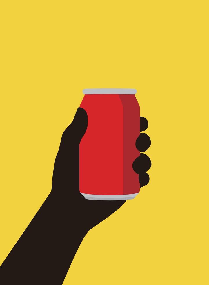 Hand holding a tin of coke vector