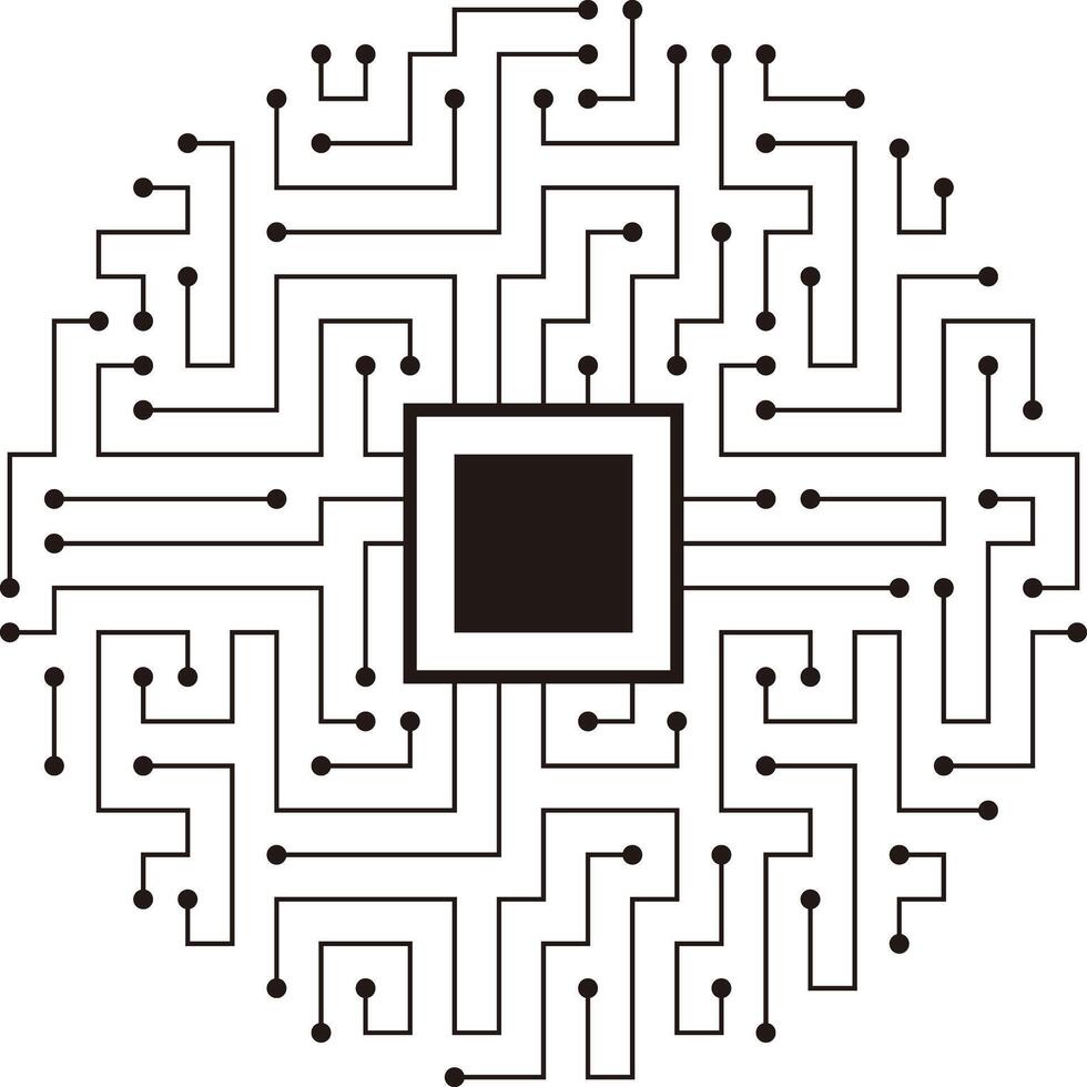circuit board, chip and maze, Artificial intelligence concept. illustration vector