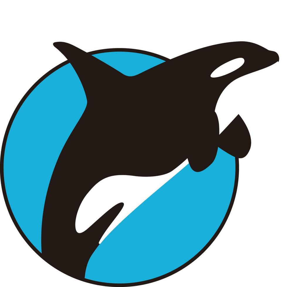 Killer Whale jumping in the sea flat icon design, illustration vector