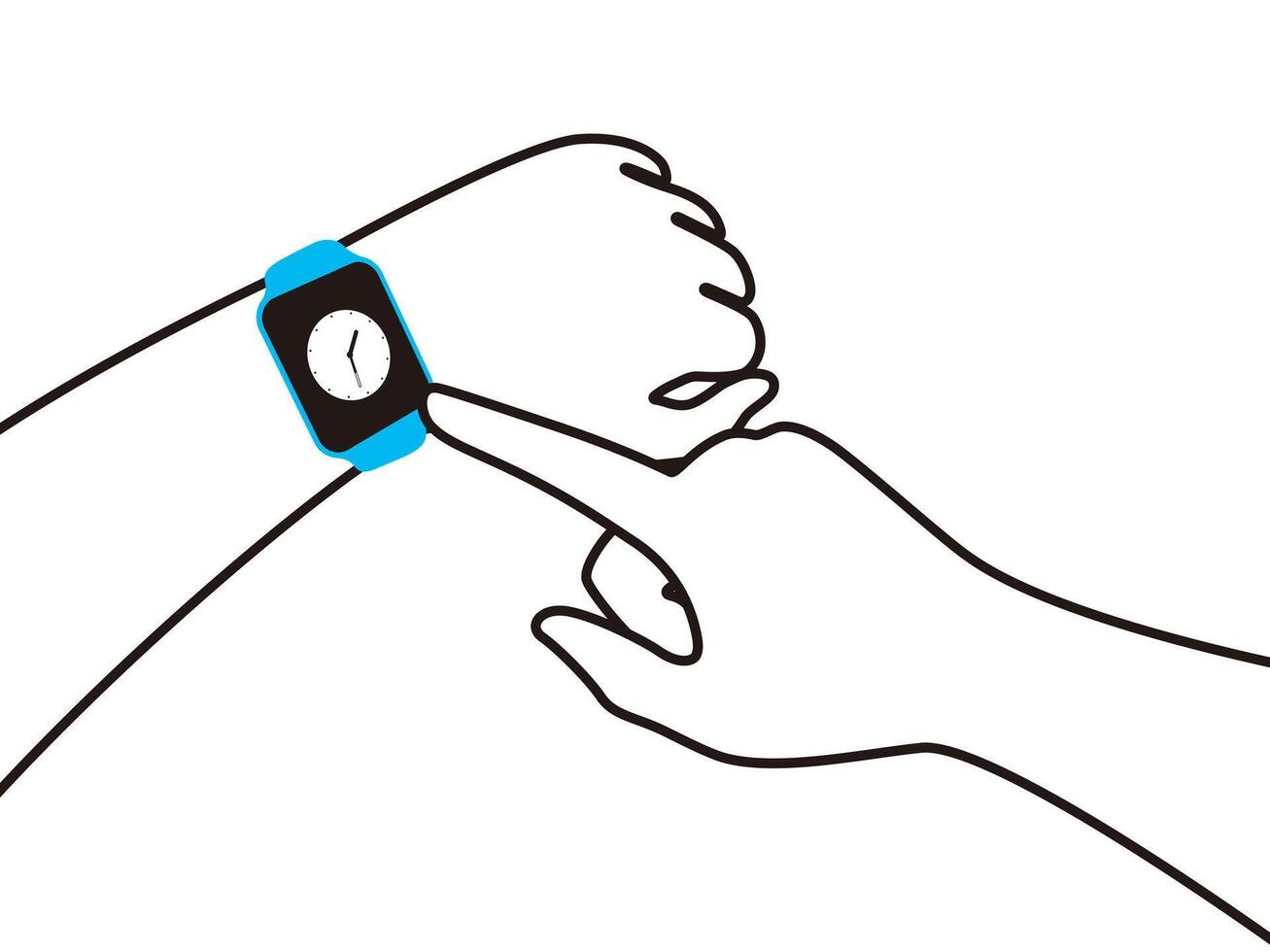 Man wearing fashion smart watch, illustration vector
