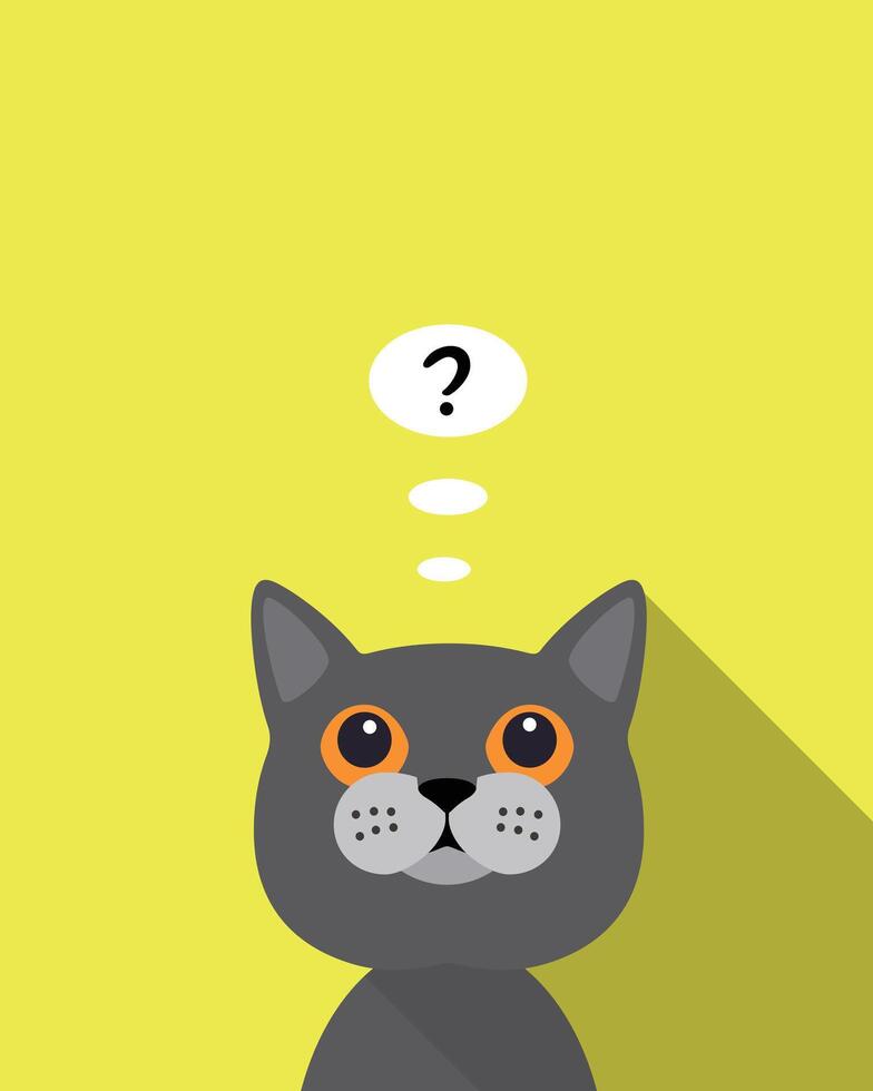 cat looking up and thinking vector