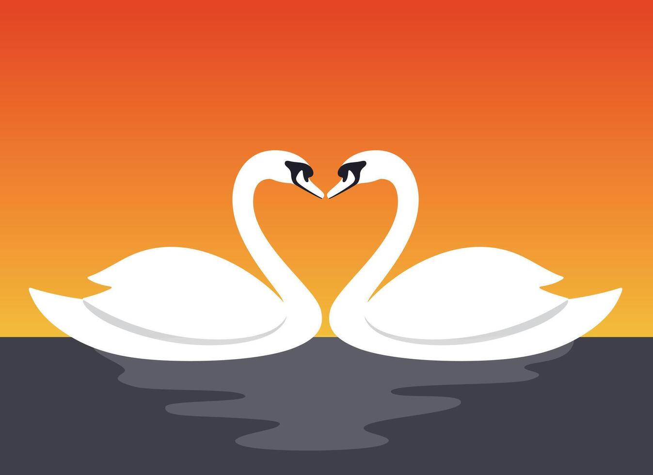 Couple swan lovers face to face illustration vector