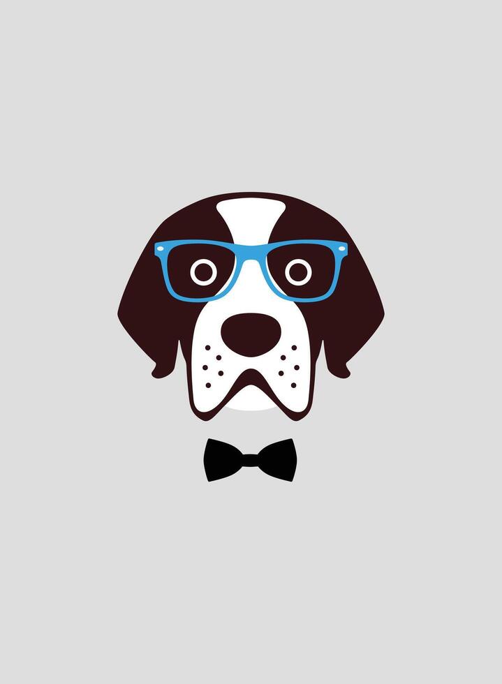 Portrait of dog, wearing glasses, like a gentleman, cool style, cosplay vector
